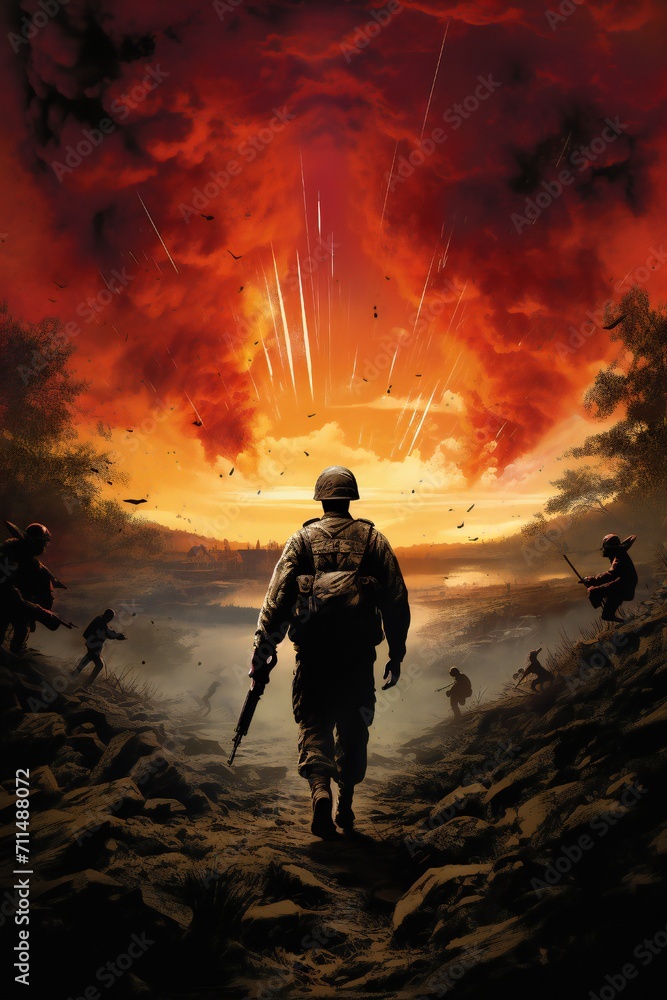 War art poster cover design background Generative Ai War art poster cover design background Generative Ai