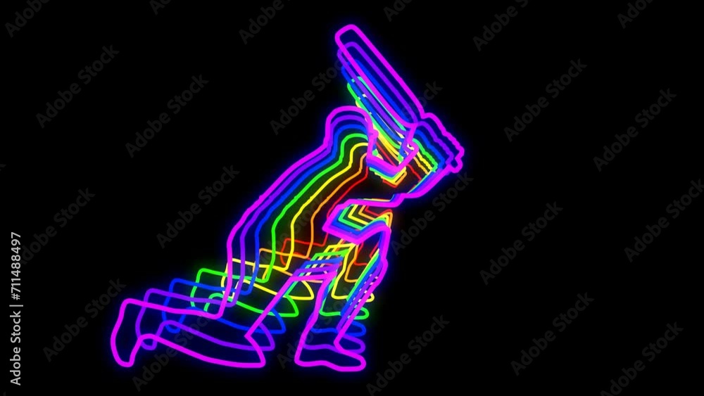 3D Colorful Neon Cricket Player Animation 1 3D Colorful Neon Cricket Player Animation 1