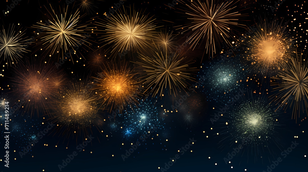 Beautiful fireworks background at night for holiday decoration