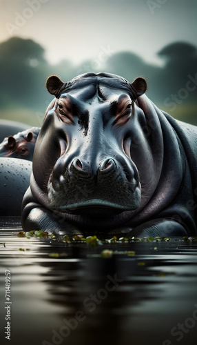 a hippopotamus in a natural