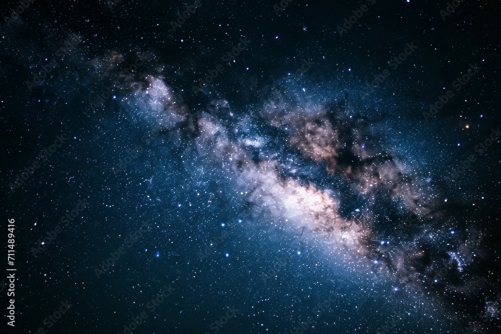 Obraz premium Night starry sky. Milky Way, stars and nebula. Space blue background 