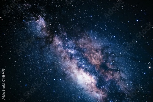 Night starry sky. Milky Way, stars and nebula. Space blue background 