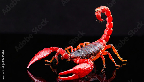 Plakat red scorpion on a black background 