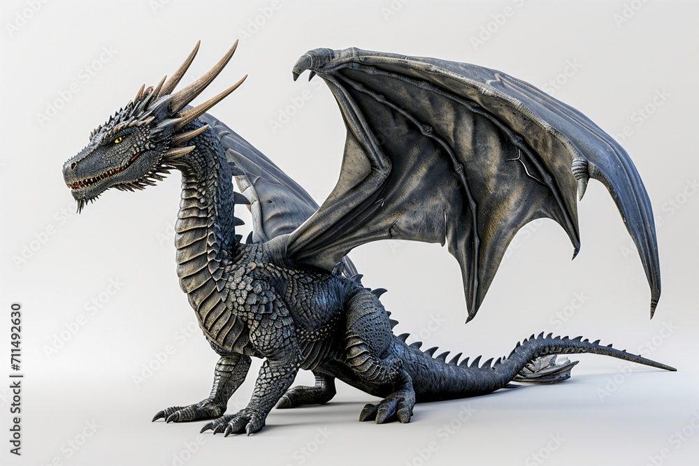 Fototapeta premium Сute dragon clipart 3d render, isolated, ai technology