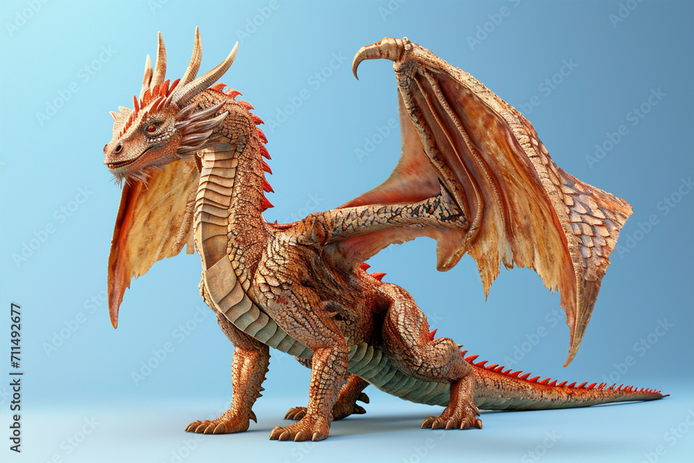 Сute dragon clipart 3d render, isolated, ai technology Сute dragon clipart 3d render, isolated, ai technology