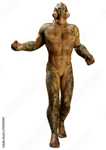 3D Rendering Male Alien on White