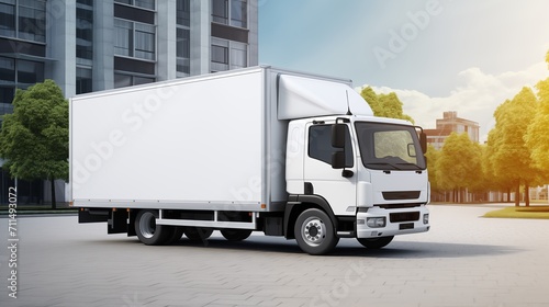 White realistic truck template. Delivery or logistic concept. Generative ai. © makstorm