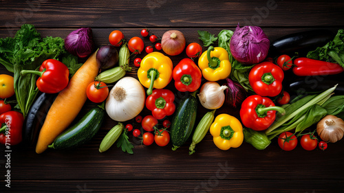 Food background with assortment of fresh organic vegetable