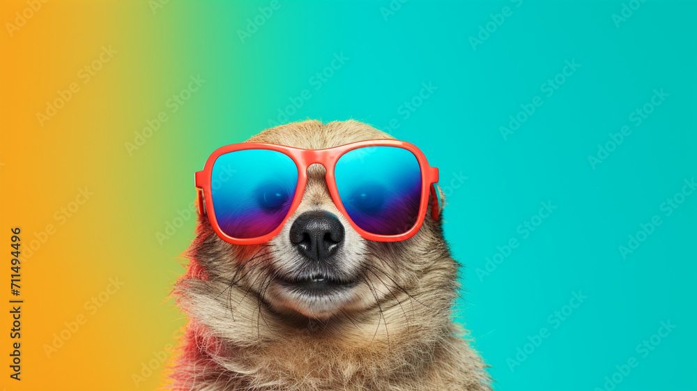 Portrait of stylish animal wearing sunglasses
