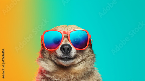 Portrait of stylish animal wearing sunglasses