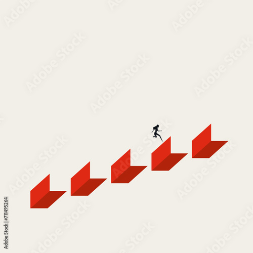 Business career growth vector concept. Symbol of corporate ladder, achievement, success. Minimal design illustration.