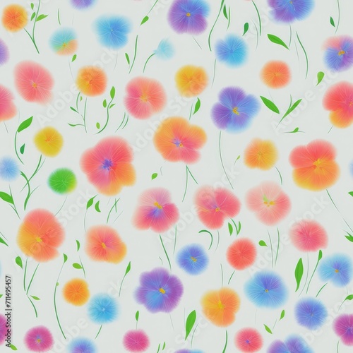 Acrylic flowers. Abstract seamless pattern. AI generated.