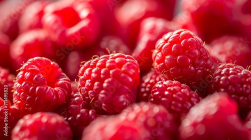 Ripe Raspberries. Fresh raspberries bright background     
