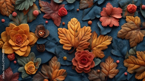 colorful autumn leaves on a plain background, Generative AI
