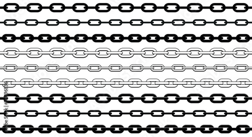 chain - set of chains shape silhouette pattern, seamless repeatable texture background