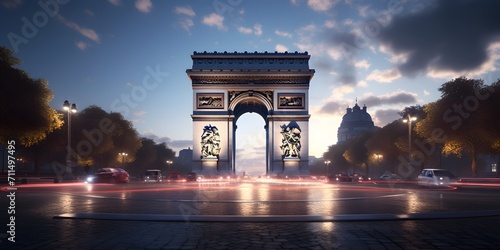 Fototapeta Naklejka Na Ścianę i Meble -   French Arc de Triomphe，AI