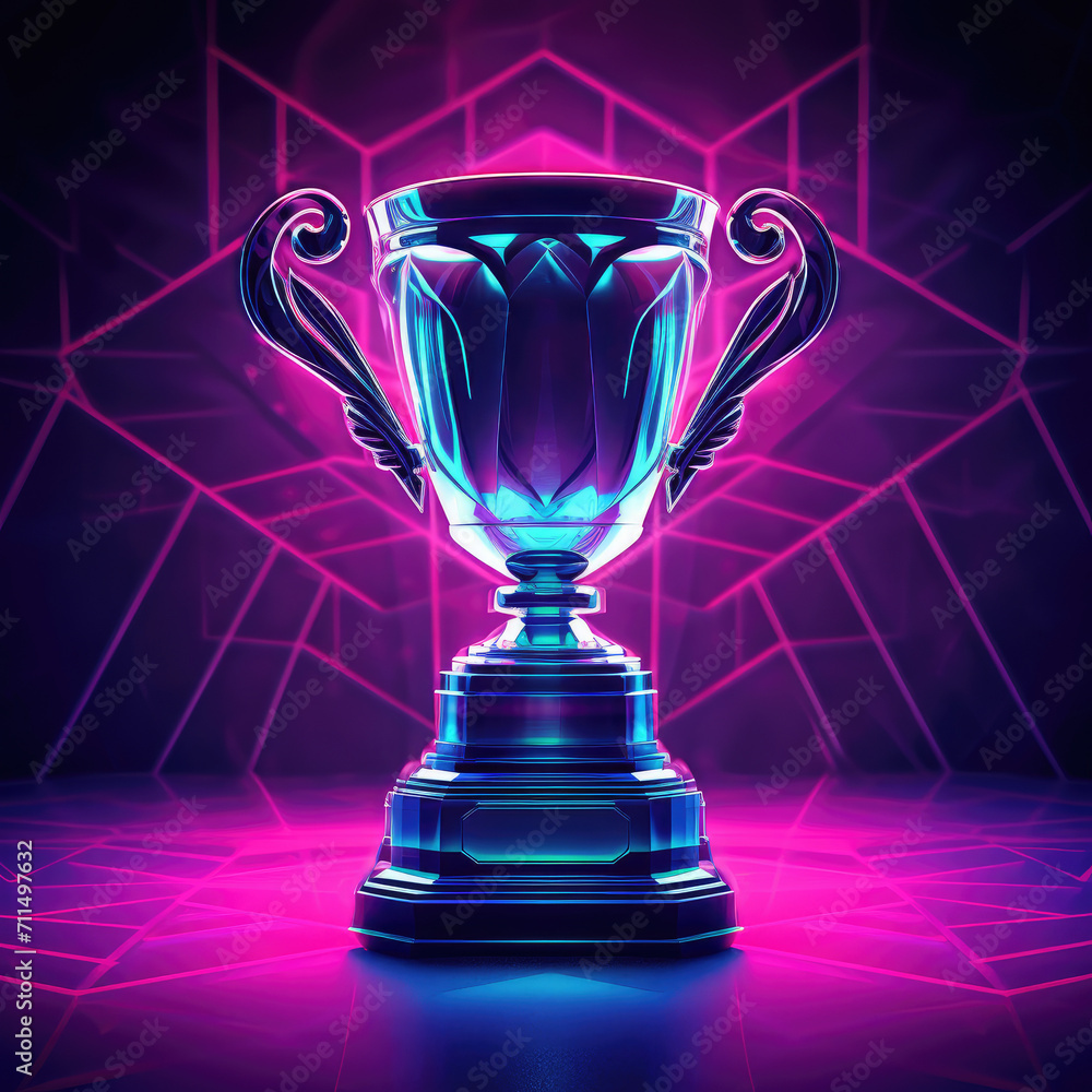 Sports cup award isolated on neon background Sports cup award isolated on neon background