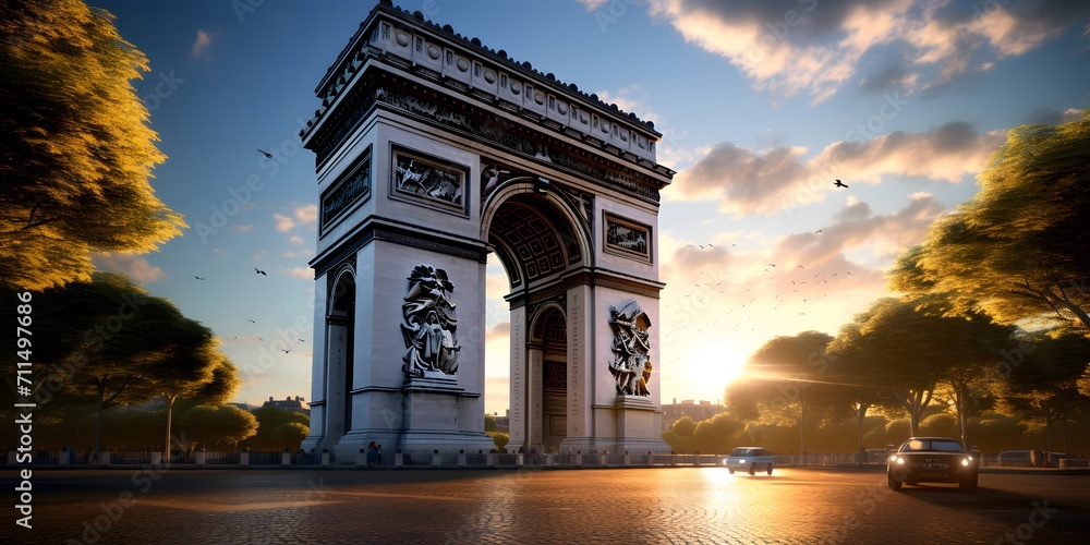 French Arc de Triomphe，AI - obrazy, fototapety, plakaty 