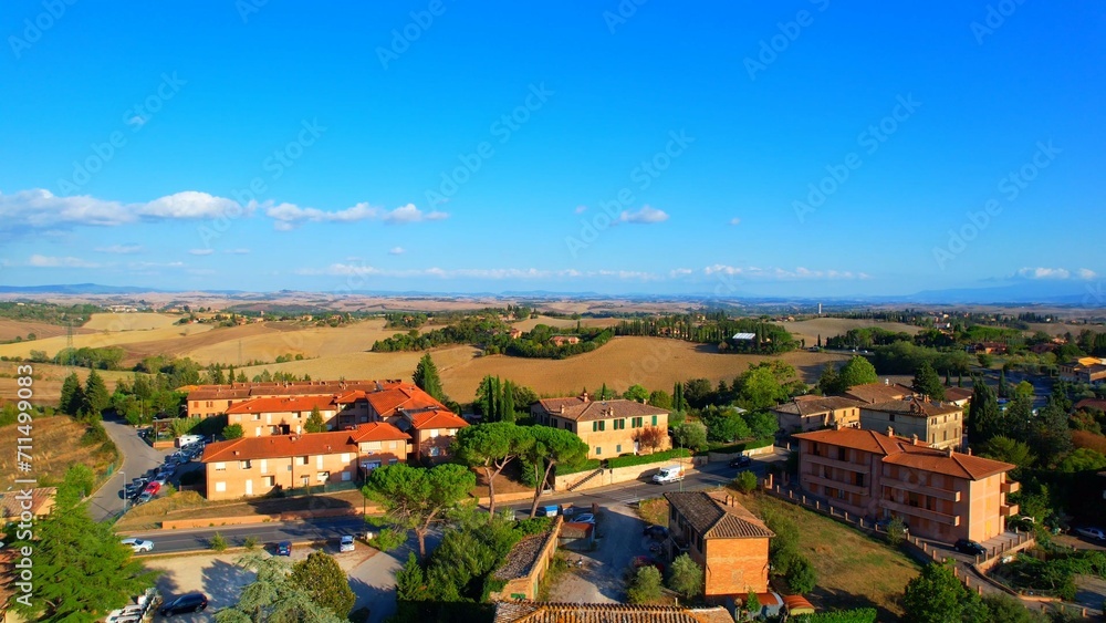 Obraz premium Tuscany - Italy - Aerial view over the Tuscan landscape south of Siena