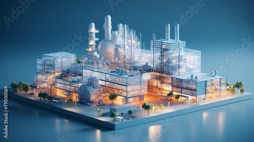 Future Infrastructure: Facility Design with Transparent Model Showcasing Energy and Resource Processes
