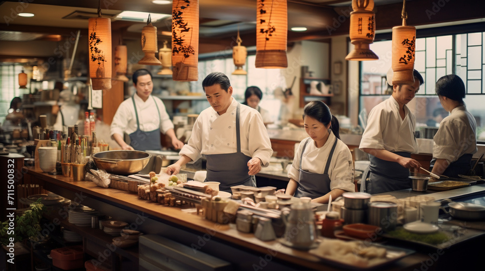 Dynamism Unleashed: The Pulse of a Busy Japanese Restaurant with Animated Staff Dynamism Unleashed: The Pulse of a Busy Japanese Restaurant with Animated Staff