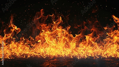 fire flames burning on black background