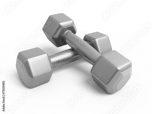 Dumbbell metal render (isolated on white and clipping path)

