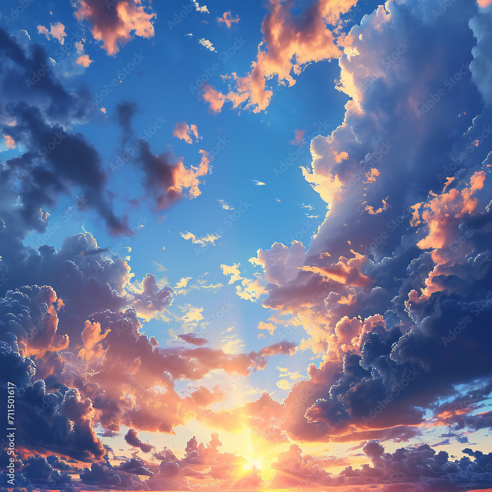 AI-generated, dramatic sunset AI-generated, dramatic sunset