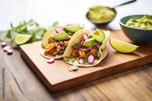 jackfruit tacos with avocado and red onion