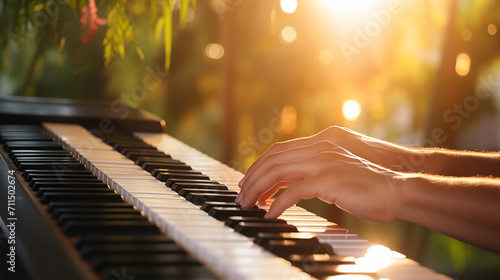 Mãos tocando um piano 