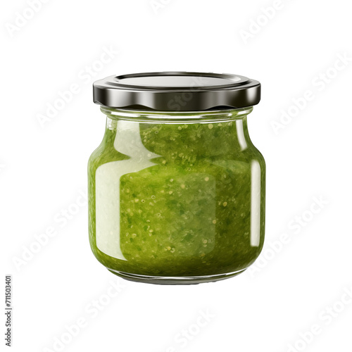 A Jar of Pesto Isolated on Transparent or White background