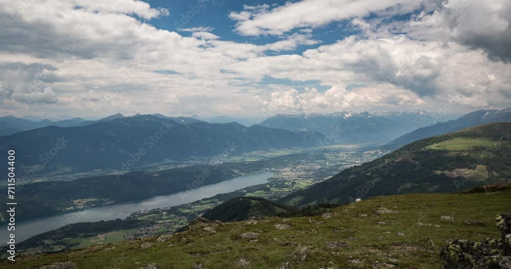 View onto lake Millstatt and the high Tauern on the border between carinthia and salzburg in austria View onto lake Millstatt and the high Tauern on the border between carinthia and salzburg in austria