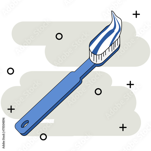 A toothbrush with toothpaste placed in its bristles