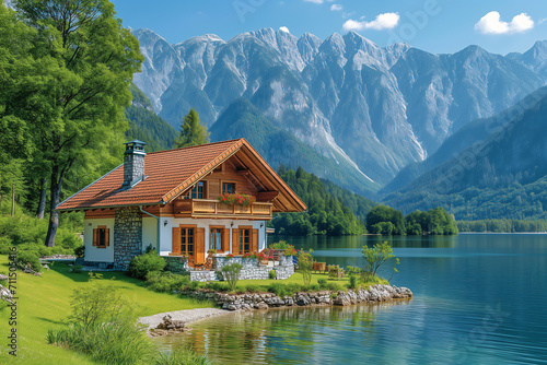 Wooden houses with fantastic mountain view