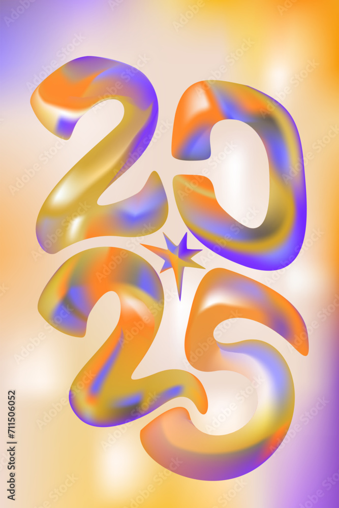 2025. Happy New Year! Bright lettering with gradient. Vector illustration. 2025. Happy New Year! Bright lettering with gradient. Vector illustration.