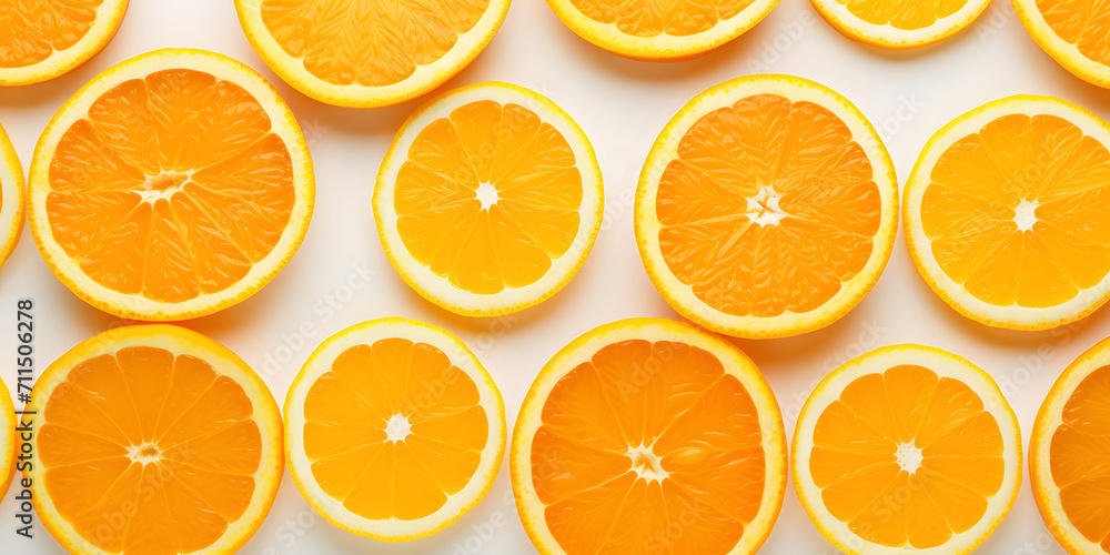 Many Orange Slices on a White Background Many Orange Slices on a White Background