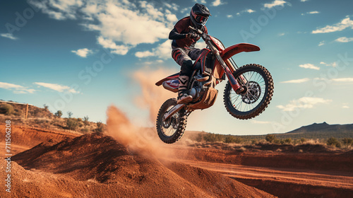 Canyon Flight: Capturing the Excitement of Mid-Air Motorcycle Stunts © Maximilien