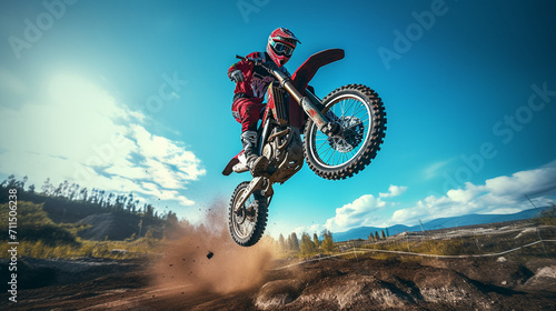 Canyon Flight: Capturing the Excitement of Mid-Air Motorcycle Stunts