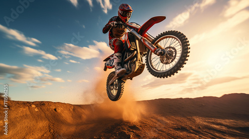 Dirt Trail Daredevil: Off-Road Moto Jump in Wide-Format Thrill © Maximilien