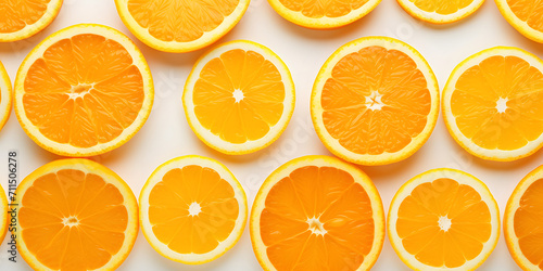 Many Orange Slices on a White Background