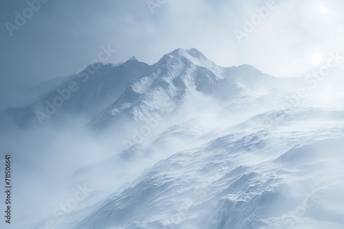 Платно AI generated illustration of a solitary individual traversing a snowy mountain r