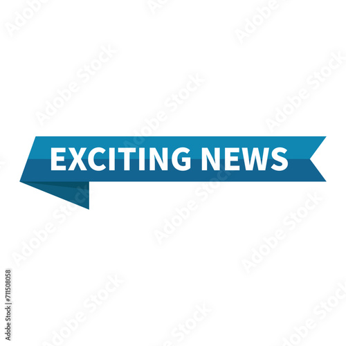 Exciting News Blue Ribbon Rectangle Shape For Interesting Information Trending Viral Promotion
