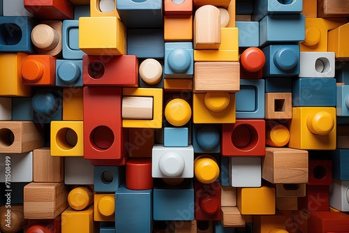 A vibrant display of creativity and imagination, as a colorful group of lego blocks come together to form a unique and captivating structure photo