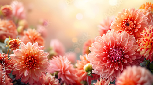 Gorgeous dahlia backdrop with a  blurred background  offering ample copy space  for valentine s day or mother s day backdrop