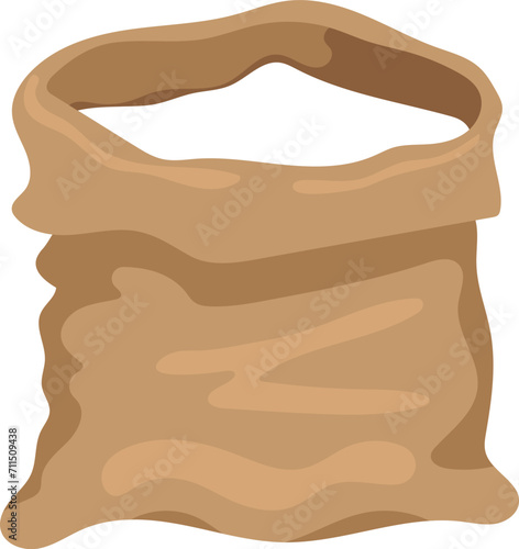 White rice in burlap sack bag isolated on transparent background, vector illustration, clip art photo