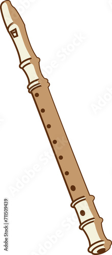 wooden flute vector illustration isolated on transparent background