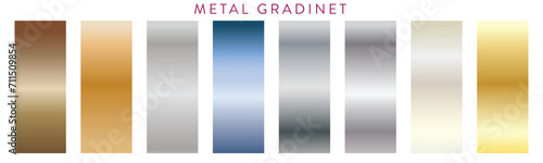 Metallic gradient big set. Shiny metal texture gradation background collection. Elegant, shiny and bright pastel color vector gradient background. Big collection of metal gradation background.