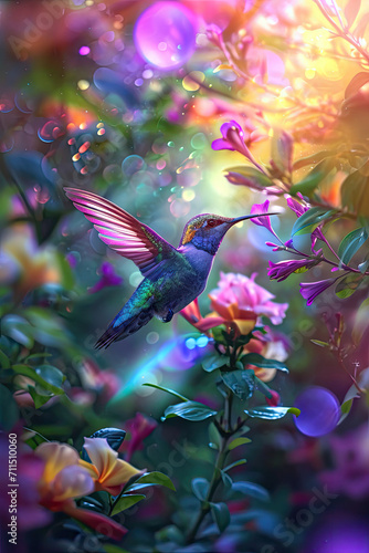Graceful Hummingbird in Mid-Flight, spring art © Dolgren