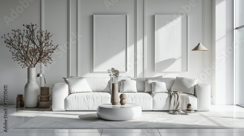 Wallpaper Mural eco friendly home interior house beautiful design ideas concept clean warm space natural material soft touch and techture with decoration frame on beige wall mockup room interior background creation Torontodigital.ca