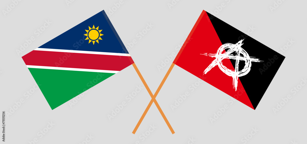 Crossed flags of Namibia and anarchy. Official colors. Correct proportion Crossed flags of Namibia and anarchy. Official colors. Correct proportion